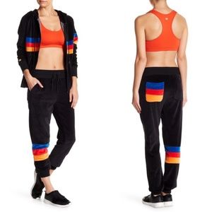 C&C California Black Velour Stripe Jogger Pants